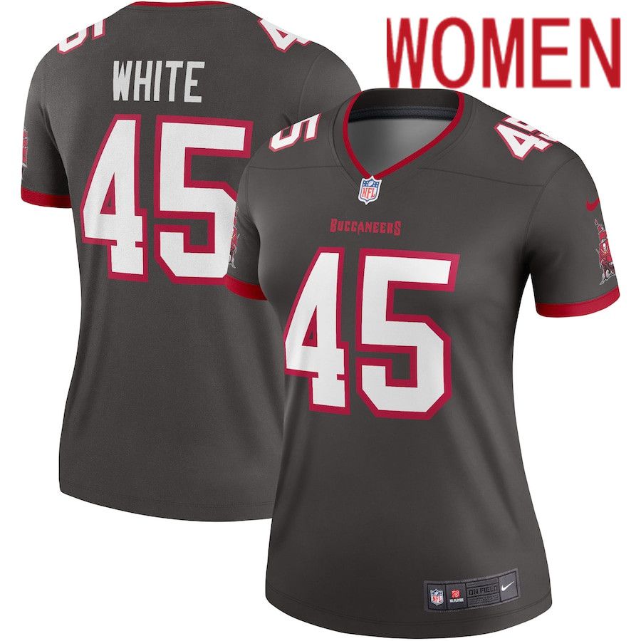 Women Tampa Bay Buccaneers 45 Devin White Nike Pewter Alternate Legend NFL Jersey